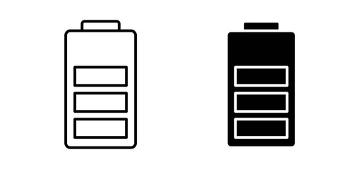 Battery icons in black filled and outlined style