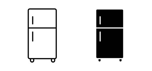 Fridge icons in black filled and outlined style