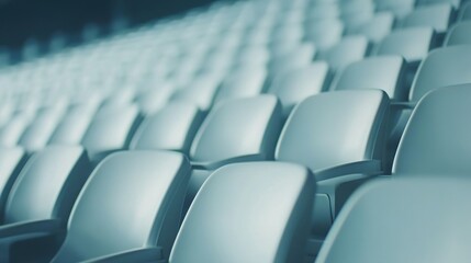 Fototapeta premium Empty stadium seats, a silent testament to the absence of fans, symbolizing the void left by the lack of human connection and shared experiences in the face of challenges.