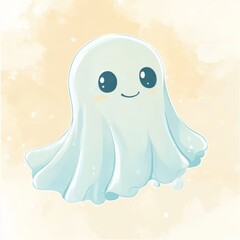 Fototapeta premium Cute cartoon ghost illustration.