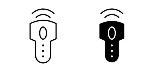 Ultrasound icons in black filled and outlined style