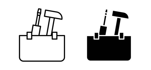 Toolbox icons in black filled and outlined style