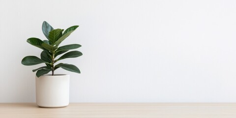 A simple indoor plant in a white pot, adding a touch of greenery to the room atmosphere.