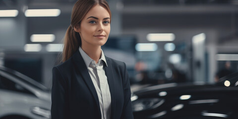 women manager in a car dealership Generative AI