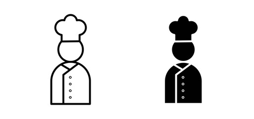 Chef icons in black filled and outlined style