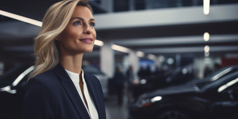 women manager in a car dealership Generative AI
