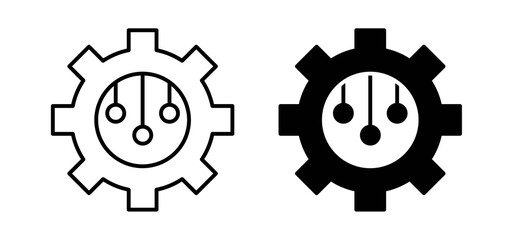 Technology icons in black filled and outlined style
