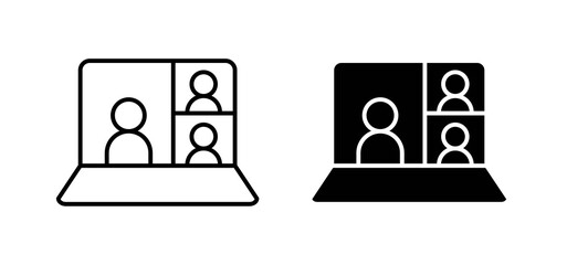 Webinar icons in black filled and outlined style