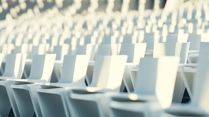 Obraz premium Empty stadium seats, a silent testament to the absence of fans, symbolizing the void left by the lack of human connection and shared experiences in the face of challenges.