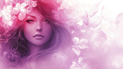 Naklejka premium Dreamy Floral Fantasy Portrait