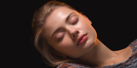 calmly sleeping woman in his bed Generative AI