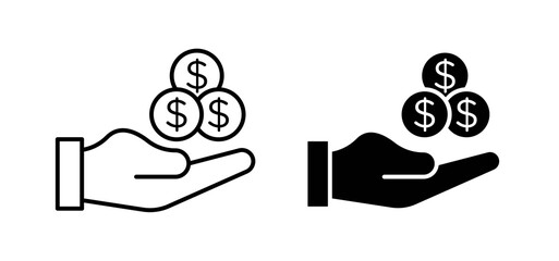 Investment icons in black filled and outlined style