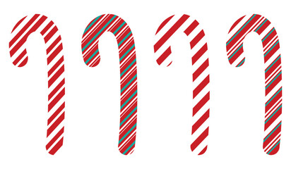 Obraz premium Set of candy canes isolated on white background. Simple Vector Illustration of Christmas Candy eps.