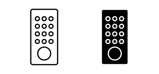Remote control icons in black filled and outlined style