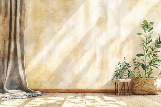 An artistic illustration uniting interior, architecture, and landscape design, showcasing a vibrant fusion of modern, minimal, and classic styles, perfect for colorful and stylish wallpaper