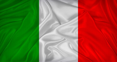 Close up of flag of Italy with cloth texture. Realistic Italy flag waving