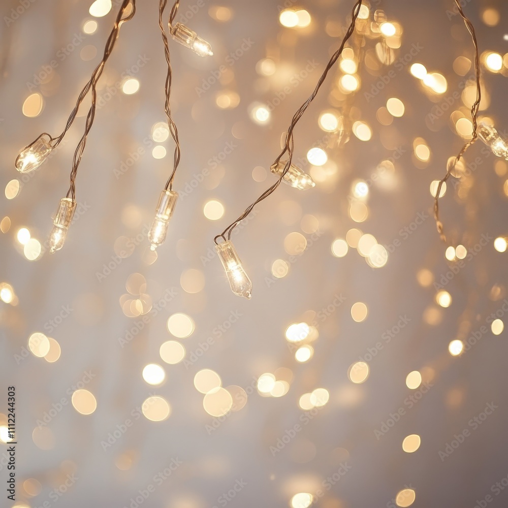Poster Luminous bokeh, softly shimmering with white light. Light abstract glowing lights. Glowing bokeh effect isolated on light background. Christmas background made of glowing dust.	