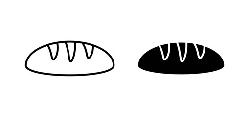 Bread loaf icons in black filled and outlined style