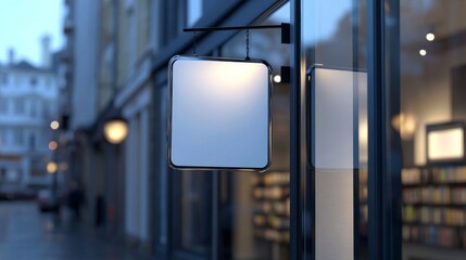 Store signage design mockup for bookstore urban setting outdoor perspective logo presentation