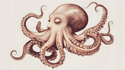 Obraz premium Incredible Commotion of an Octopus, Angry octopus illustration wallpaper