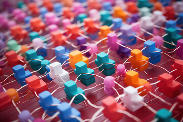 Fototapeta premium Gorgeous 3D illustration concept image Embossed mesh representing internet connection