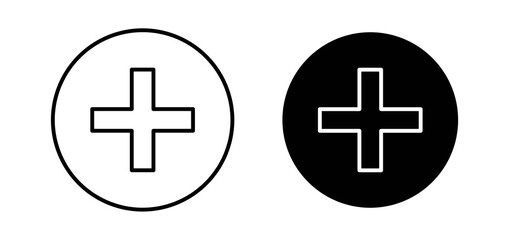 Fototapeta premium Plus icons in black filled and outlined style