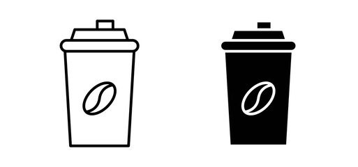 coffee cup icons in black filled and outlined style