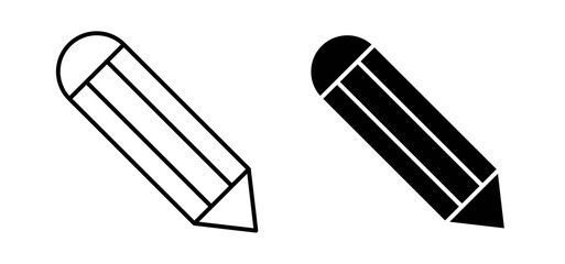 Pencil icons in black filled and outlined style
