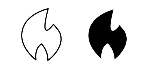 Fire icons in black filled and outlined style