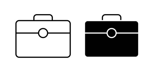 Briefcase icons in black filled and outlined style