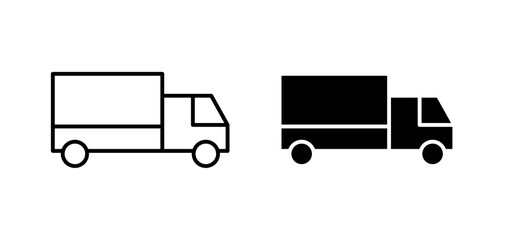 Truck icons in black filled and outlined style