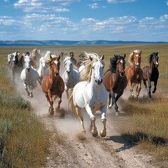 Obraz premium Wild Charge: Majestic Horses in Motion