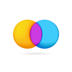 nfographic Venn diagram template with bold, round shapes, suitable for information analysis and clear, colorful visual design.