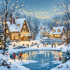 A day before the christamass, people playing and enjoying in the snow.