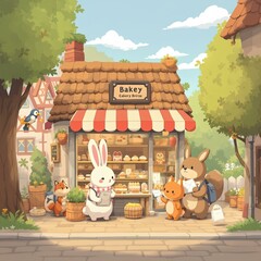 A child anime style bakery store inspired by the children story books.