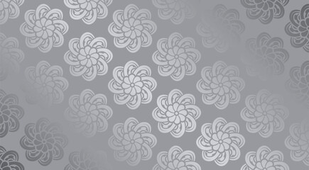 Gray color floral pattern. Elegant ornate seamless wallpaper. Silver toned vintage decorative texture.