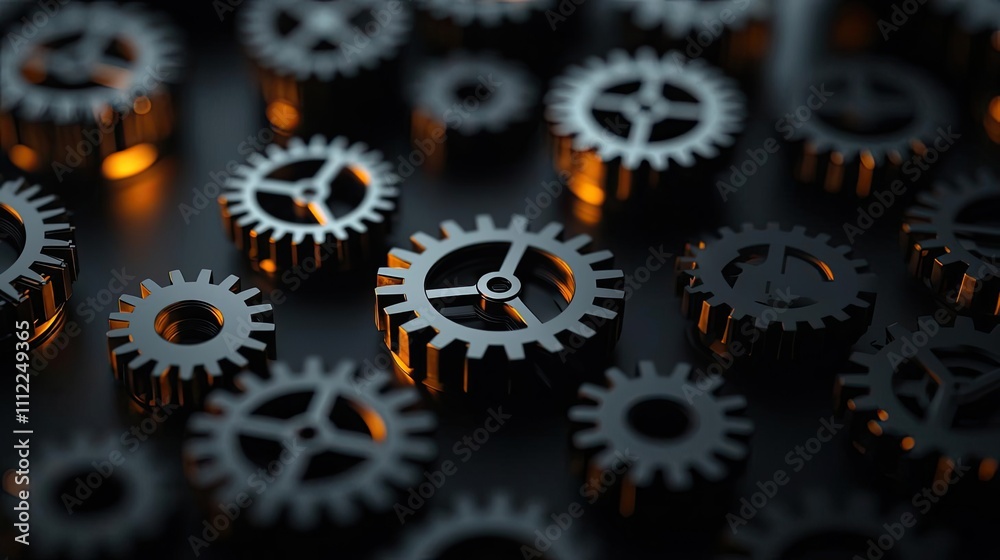 Poster collection of metallic gears showcasing intricate designs and mechanisms.