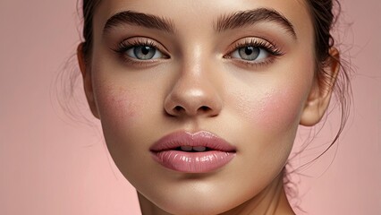 Fototapeta premium portrait of a woman with makeup,closeup_photo_of_a_beautiful_young_womans_fac