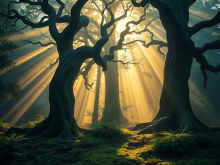 Deep Forest Mood - Atmospheric AI Art -  Mystical Landscape