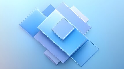 Fototapeta premium Abstract Blue Geometric Shapes Layered Design