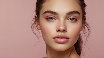 Fototapeta premium portrait of a woman with makeup,closeup_photo_of_a_beautiful_young_womans_fac