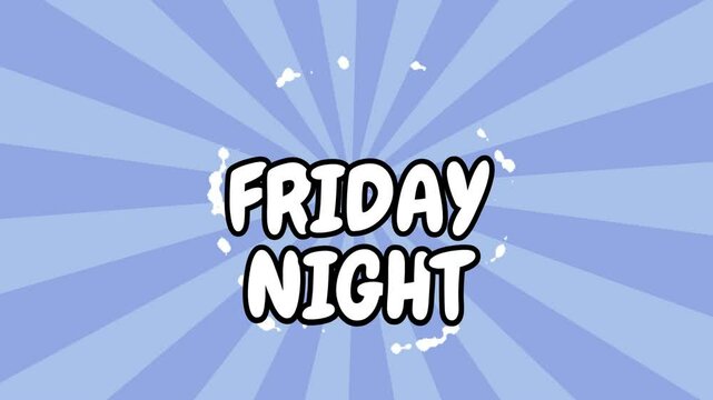 Friday night vibrant animation playful template video card for social and fun event invitations