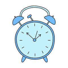 Old fashioned alarm clock, back to school concept, doodle style vector
