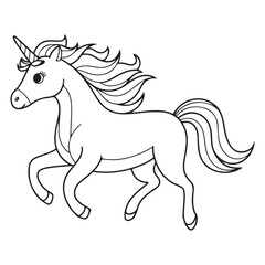 Cute Unicorn line art  vector on white background  for coloring page. unicorn illustration for kids.