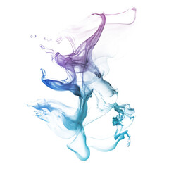 Fototapeta premium Isolated PNG of Vibrant Purple and Blue Smoke Swirls: Abstract Art for Creative Designs