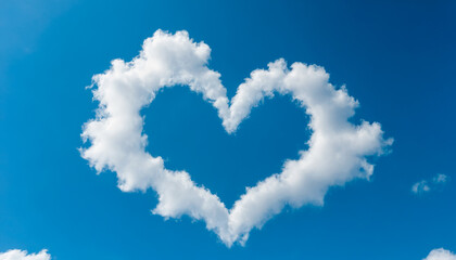 Heart-shaped cloud in blue sky