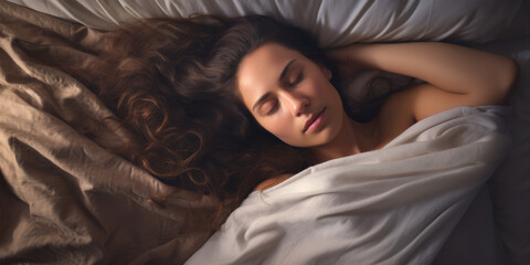 calmly sleeping woman in his bed Generative AI