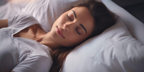 calmly sleeping woman in his bed Generative AI