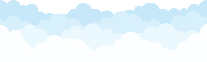 Blue clouds layer border, vector cut out isolated with on transparent background.