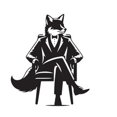 Pet wearing suit vector silhouette. Pet logo with wearing suit.